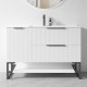 3D-2W 1200x450x850mm White Floor Standing Plywood Vanity with Stainless Black Frame Leg And Shelf